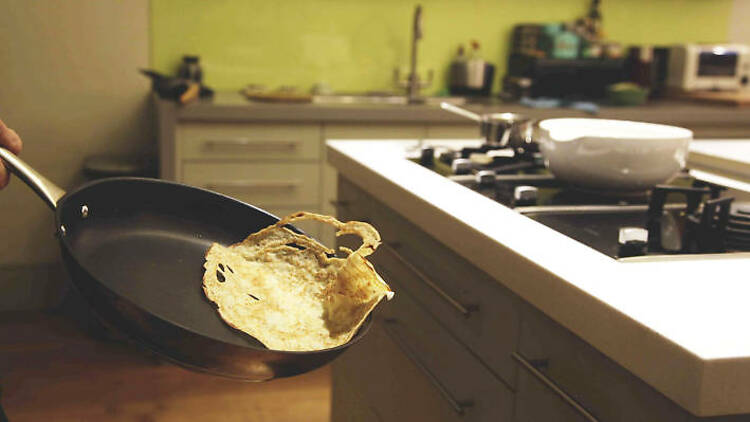 10. If you’re feeling adventurous, forget the spatula flip and toss the pancake instead