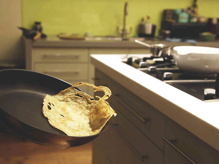 10. If you’re feeling adventurous, forget the spatula flip and toss the pancake instead