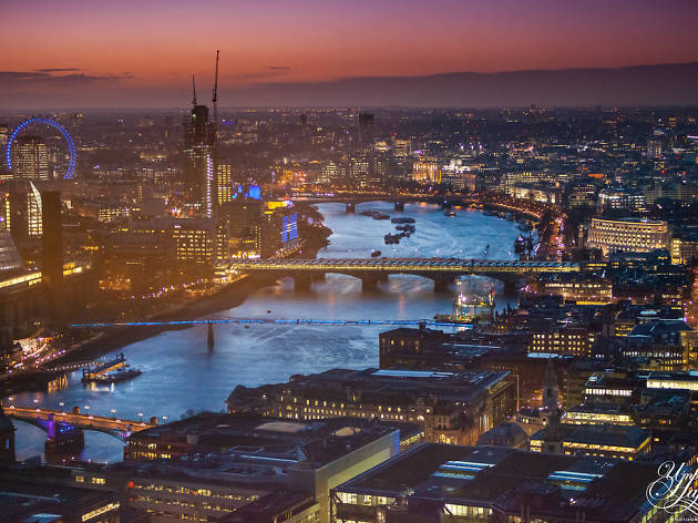 Bridges over the Thames at sunset, London. Bridges over the Thames at sunset, London.
