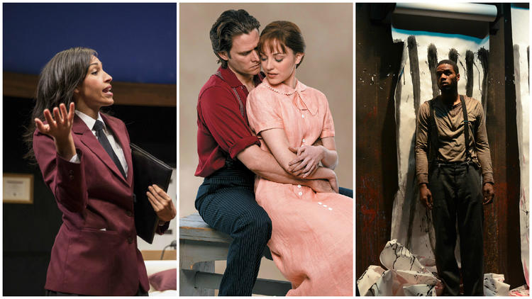 Tawny Newsome in The Upstairs Concierge; Steven Pasquale and Laura Osnes in Carousel; Travis Delgado in The Jungle