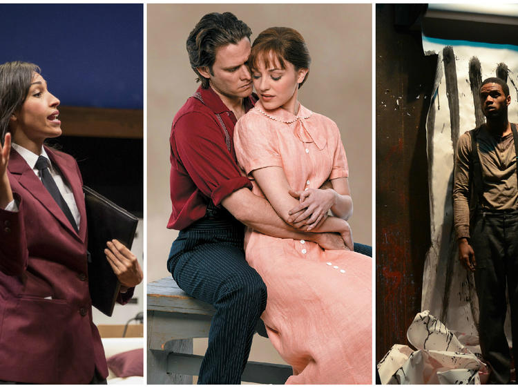 Tawny Newsome in The Upstairs Concierge; Steven Pasquale and Laura Osnes in Carousel; Travis Delgado in The Jungle