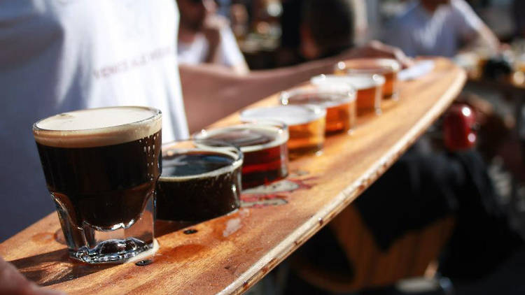 Beer flight at Venice Ale House