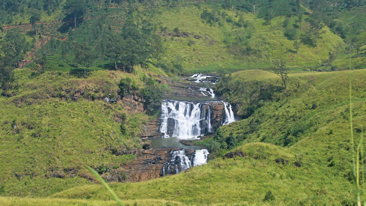 A scenic waterfall in the hill country