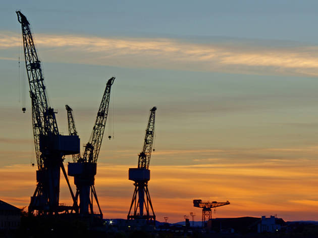 2 glasgow cranes sunset 2 glasgow cranes sunset