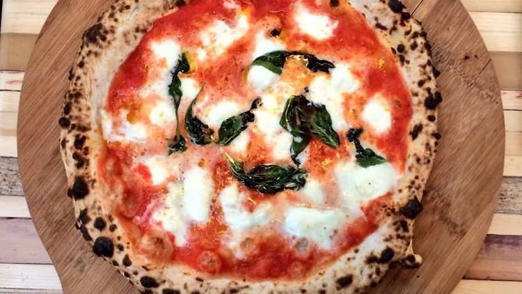 Margherita pizza at Honest Crust, Altrincham Market