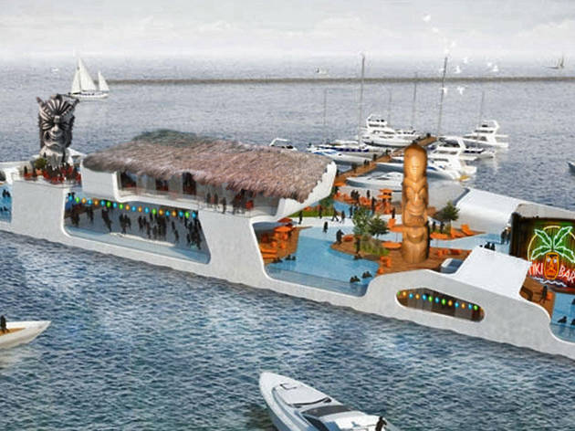 Paul McGee's floating tiki island Paul McGee's floating tiki island