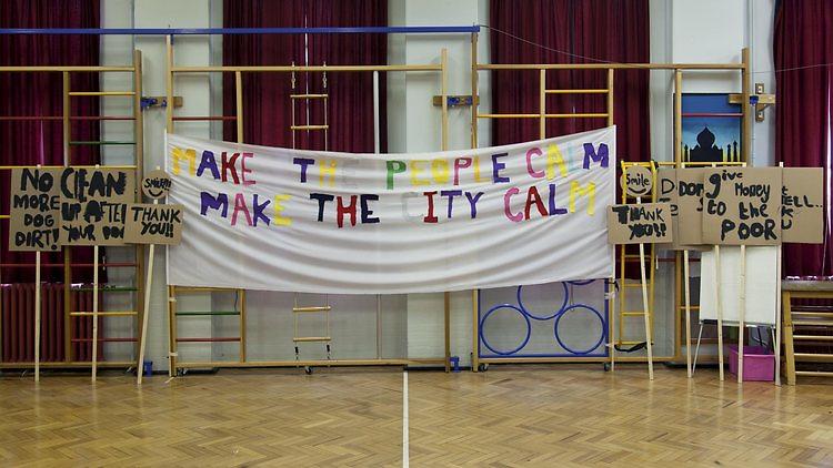 Notes on Protesting, rehearsal at Marion Richardson School, London, April 2014. © Peter Liversidge