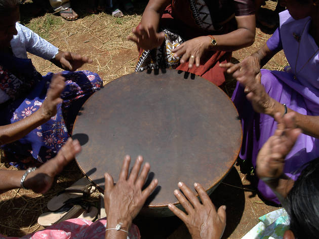 Playing the rabana Playing the rabana in Sri Lanka