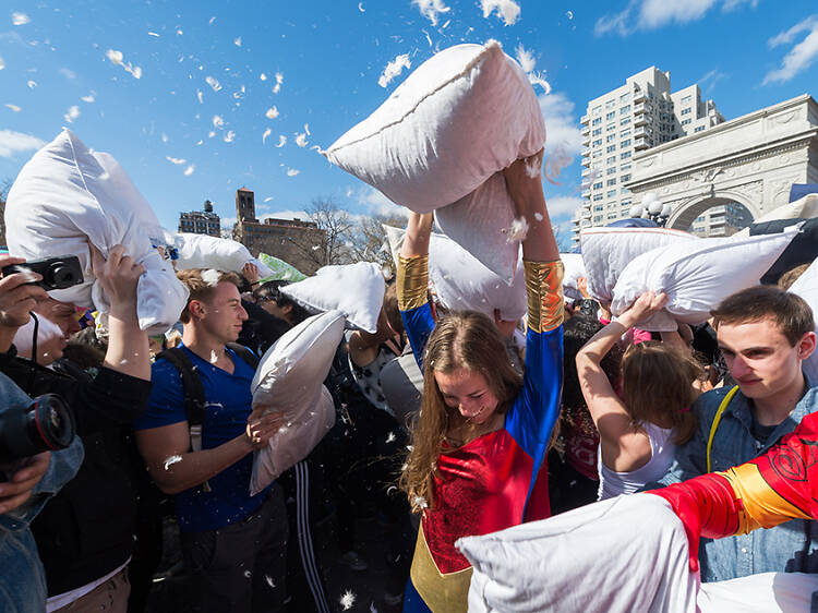 Everything you need to know to prepare for tomorrow's giant Washington Square Park pillow fight (2015)