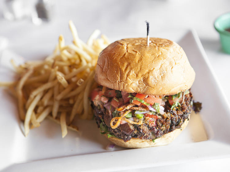 Veggie burger at Puran's Restaurant