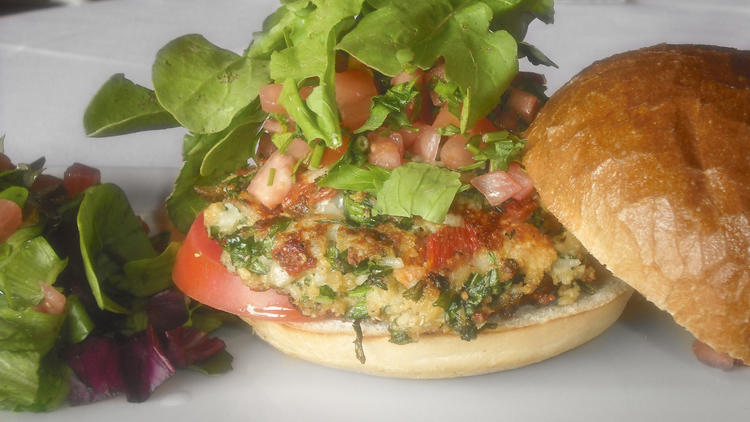 Spinach-Nut Burger at Figtree's Cafe & Grill