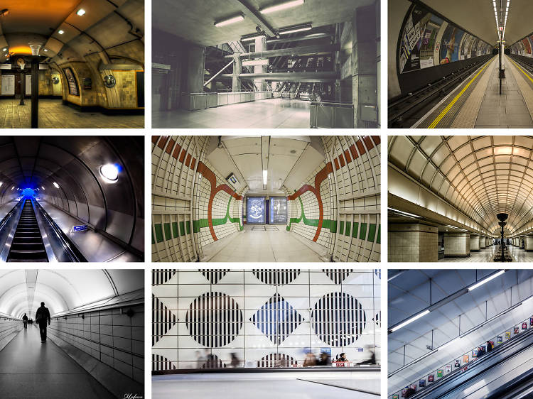 Collage of tube station photos