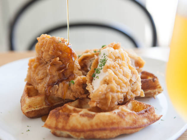 GT Fish & Oyster is serving up fried chicken and waffles for Mother's Day brunch.