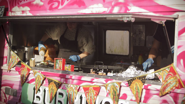 Luardos street food van serving street food burritos at Brockley Market