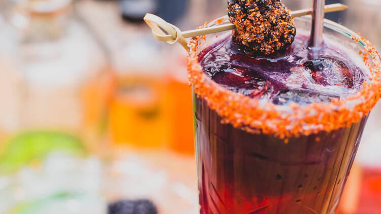 Blackberry michelada at La Contenta