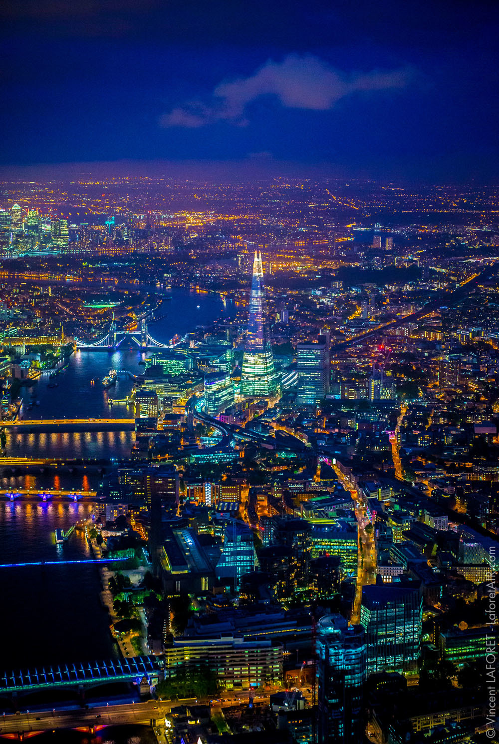 London Skyline At Night From Above