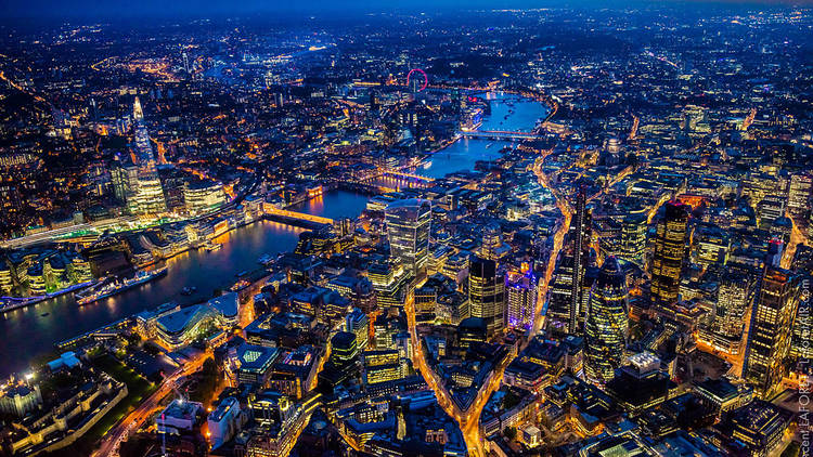 The City of London at night.