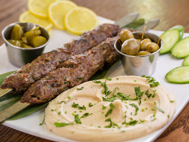 Itzik Hagadol Grill Lamb skewers at Itzik Hagadol
