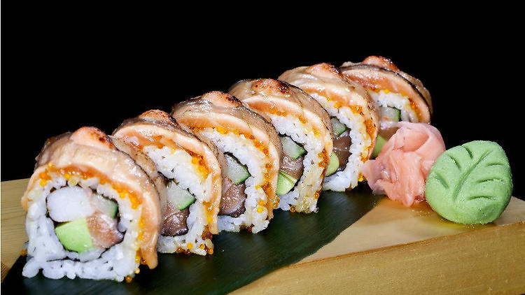 The Sushi Bar - salmon aburi roll