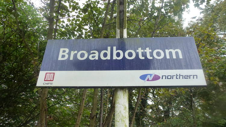 Broadbottom railway station sign