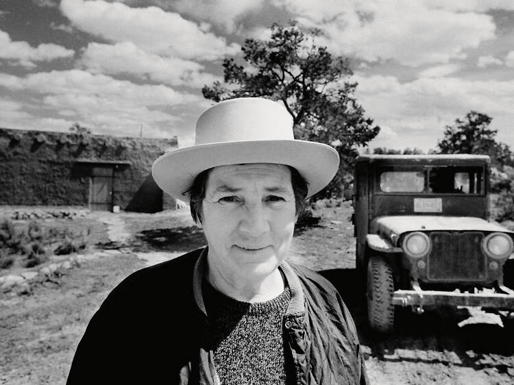 'Head and shoulders portrait of Martin at her house near Cuba, New Mexico, 1974' by Gianfranco Gorgoni.  © 2015 Agnes Martin / Artists Rights Society (ARS), New York