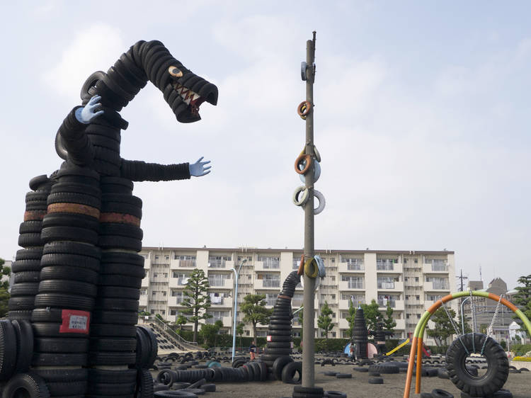 Take a breather with Godzilla at Tire Park