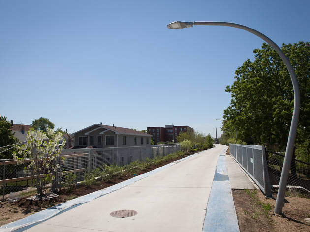 A view of the Bloomingdale Trail, the centerpiece of the 606 park system.