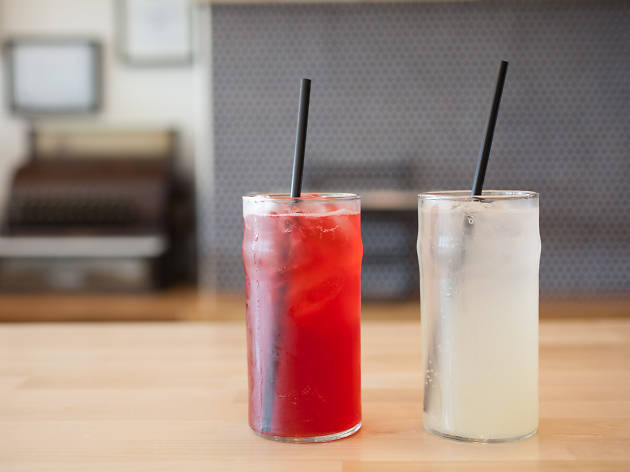 Wild cherry and lime jalapeno phosphate soda at Same Day Cafe.