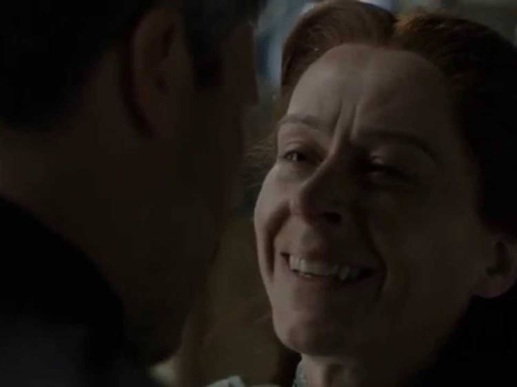 Littlefinger pushes Lysa through the moon door