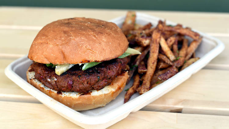 Kibbeh burger at Souk & Sandwich