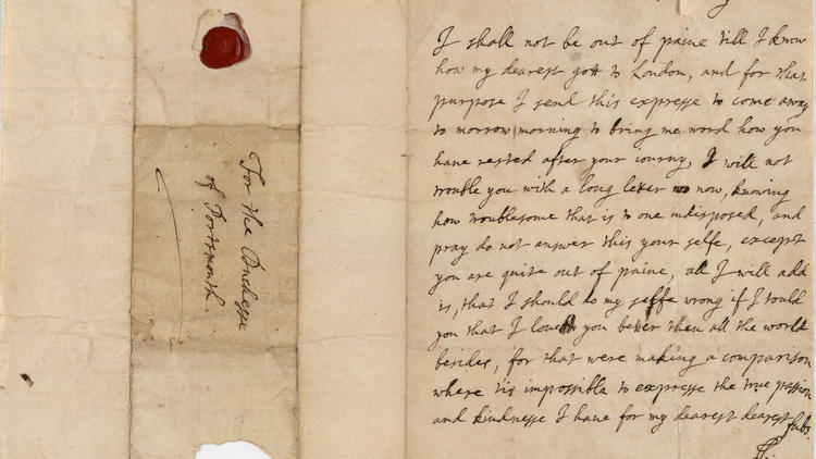 Love Letter from Charles II to Louis de Keroualle, 1675 © The Trustees of the Goodwood Collection