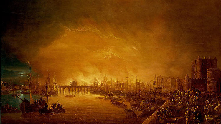Painting of 'The Fire of London, September 1666' © National Maritime Museum, London