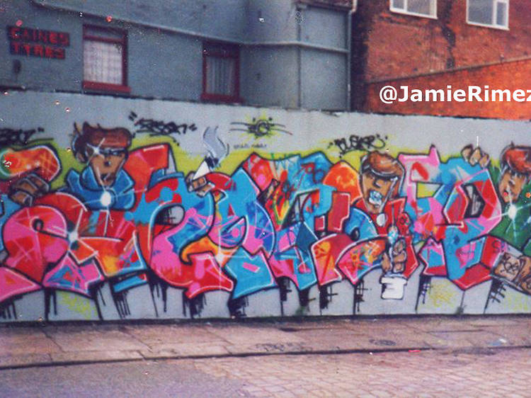 Fox and the TMB crew, Old Trafford, Manchester (1985)