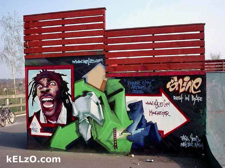 Busta Rhymes wall, Radcliffe Skatepark, Manchester (2005)