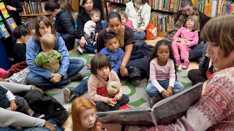 Claire Frossard reading Emma's Journey at Greenlight bookstore i