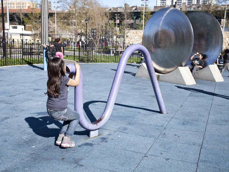 a 6-year-old boy with a fishing rod - Playground