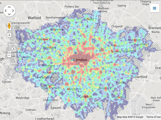 tfl has a tool that works out how long it takes to travel to anywhere in london