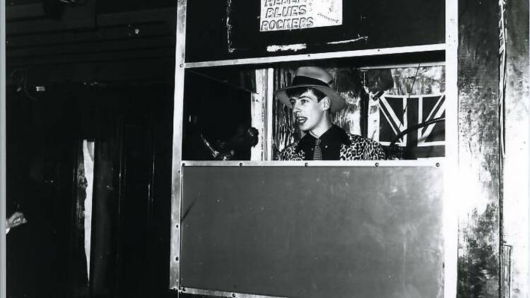 Gaz in the DJ booth at Gossips, 1982