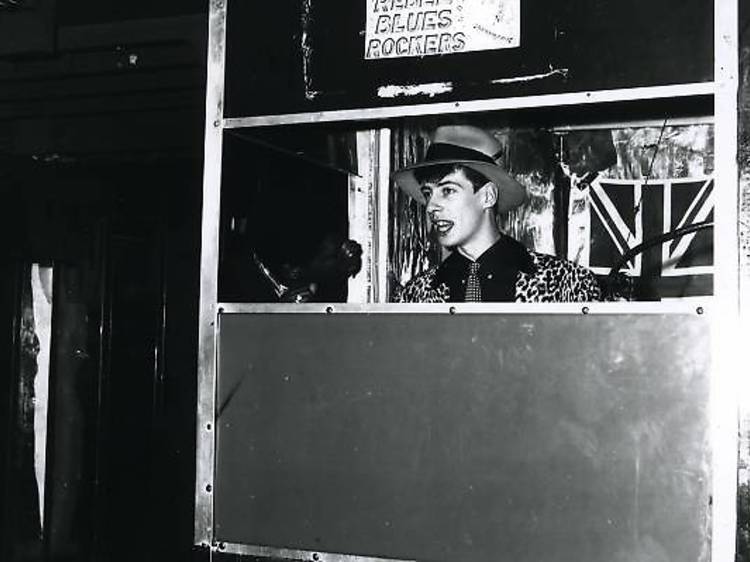 Gaz in the DJ booth at Gossips, 1982