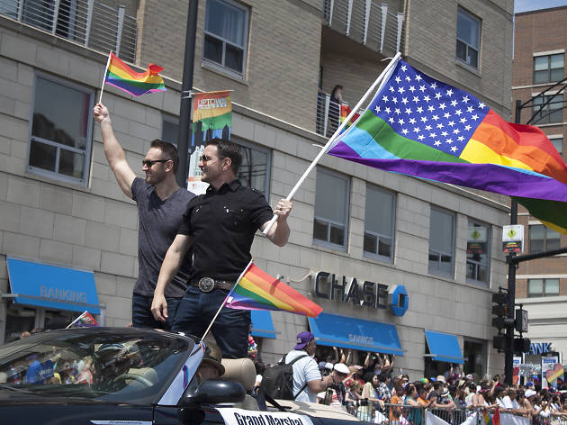 Members of the LGBT community and their friends gathered under sunny skies for the 46th annual Pride Parade.