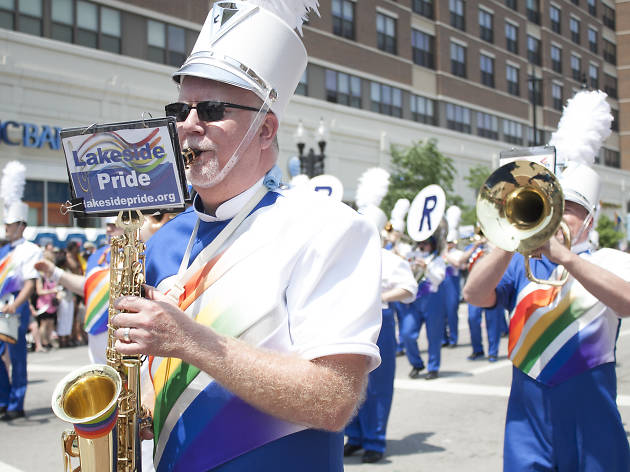 Members of the LGBT community and their friends gathered under sunny skies for the 46th annual Pride Parade.