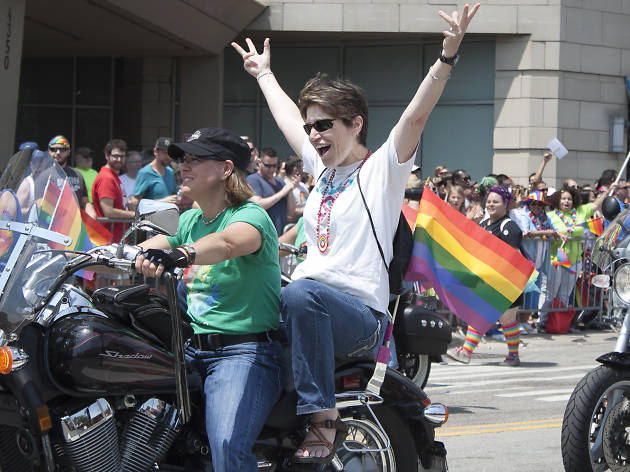 Members of the LGBT community and their friends gathered under sunny skies for the 46th annual Pride Parade.