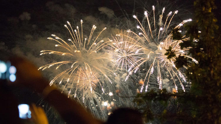 The sky lit up during the annual Navy Pier fireworks display on July 4, 2015.