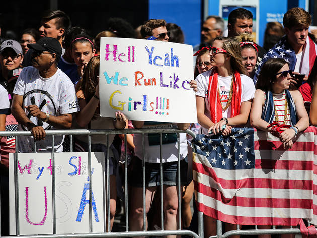 U.S. Women's Soccer Team celebrated with a parade through the Canyon of Heroes in New York City. U.S. Women's Soccer Team celebrated with a parade through the Canyon of Heroes in New York City.