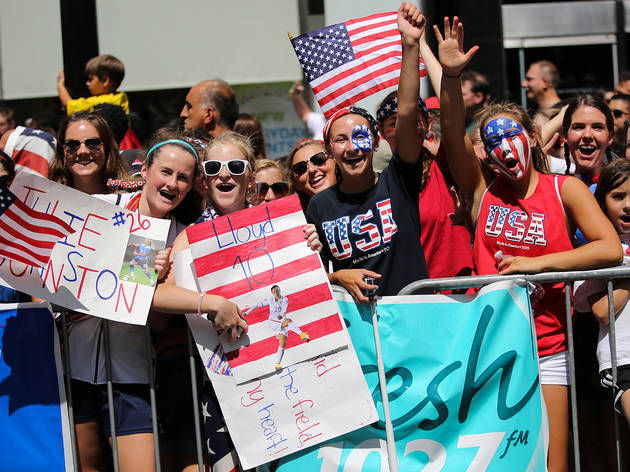 U.S. Women's Soccer Team celebrated with a parade through the Canyon of Heroes in New York City. U.S. Women's Soccer Team celebrated with a parade through the Canyon of Heroes in New York City.