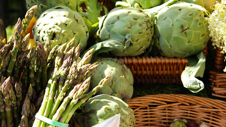 asparagus, artichokes, fresh veg