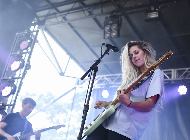 Bully played to an enthusiastic crowd during an unexpectedly stormy Saturday at Pitchfork Music Festival, July 18, 2015.