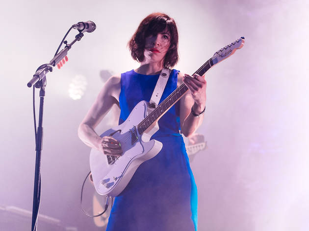 Sleater-Kinney played to an enthusiastic crowd during an unexpectedly stormy Saturday at Pitchfork Music Festival, July 18, 2015.