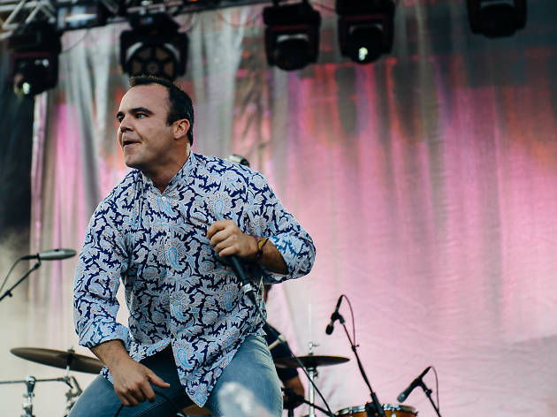 Future Islands played to an enthusiastic crowd during an unexpectedly stormy Saturday at Pitchfork Music Festival, July 18, 2015.