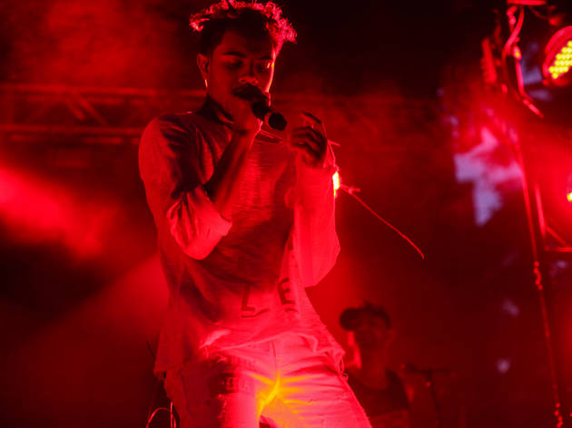Vic Mensa played to an enthusiastic crowd during an unexpectedly stormy Saturday at Pitchfork Music Festival, July 18, 2015.